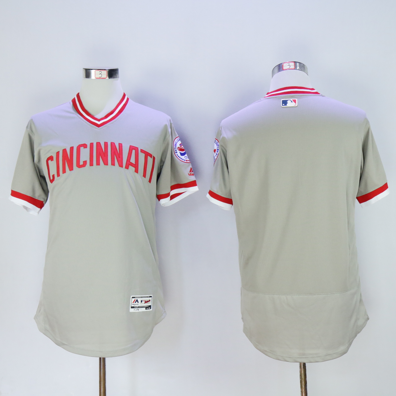 Men MLB Cincinnati Reds 5 Bench grey no name jerseys